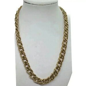 Vintage Double Link Chunky Heavy Necklace Gold Tone Sarah Coventry